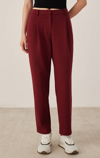 Cotton-Blend Women’s Tailored Straight-Leg Pants