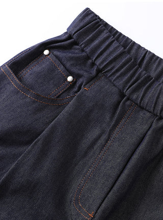 Dark Wash Women's Relaxed Straight-Leg Denim Pants