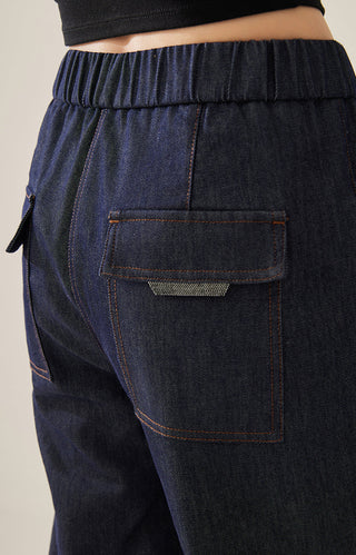 Dark Wash Women's Relaxed Straight-Leg Denim Pants