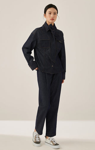 Dark Wash Women's Relaxed Straight-Leg Denim Pants