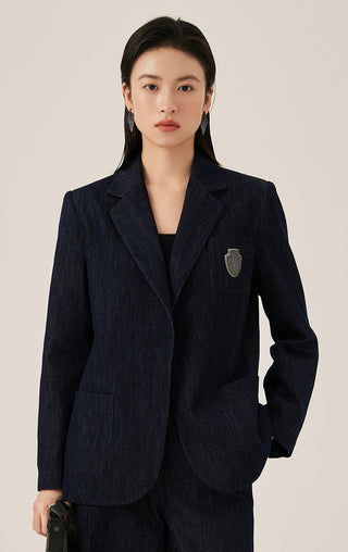 Cotton-Blend Women’s Tailored Blazer