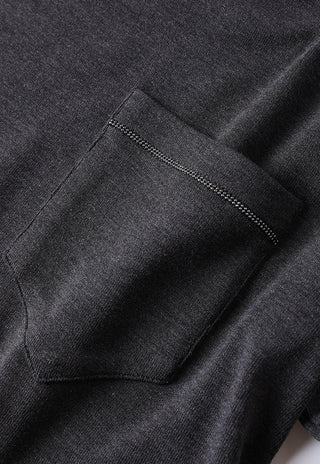 Tencel Blend Women's Mock Neck Knit Top with Pocket Detail