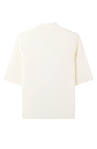 Tencel Blend Women's Mock Neck Knit Top with Pocket Detail