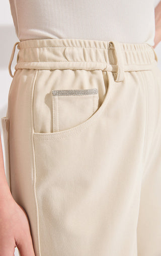 Cotton blend High-Waisted Relaxed Wide-Leg Pants - serathinan 