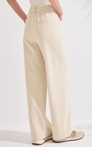 Cotton blend High-Waisted Relaxed Wide-Leg Pants - serathinan 