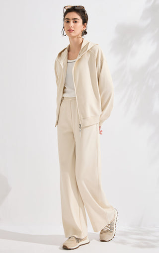 Cotton blend High-Waisted Relaxed Wide-Leg Pants - serathinan 