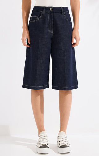 Cotton Linen Blend Denim Shorts - serathinan 