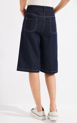 Cotton Linen Blend Denim Shorts - serathinan 