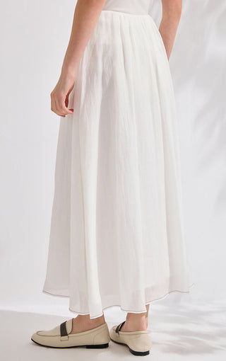 Ramie Lyocell Blend Long A-Line Skirt - serathinan 