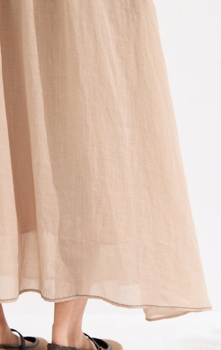 Ramie Lyocell Blend Long A-Line Skirt - serathinan 