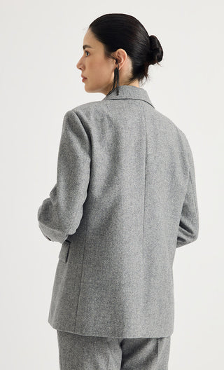 Pearlescent Wool-Cashmere Double-Breasted Blazer