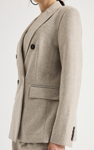 Pearlescent Wool-Cashmere Double-Breasted Blazer