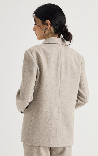 Pearlescent Wool-Cashmere Double-Breasted Blazer