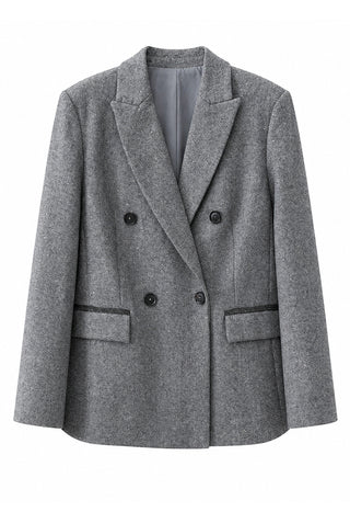 Pearlescent Wool-Cashmere Double-Breasted Blazer
