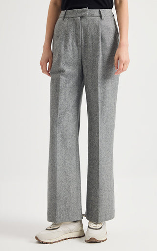 Pearlescent Wool-Cashmere Wide-Leg Trousers