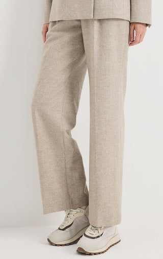 Pearlescent Wool-Cashmere Wide-Leg Trousers