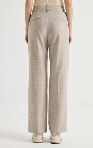 Pearlescent Wool-Cashmere Wide-Leg Trousers