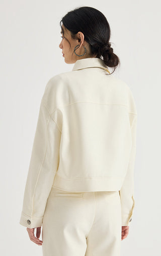 Wool-Blend Cropped Utility Jacket