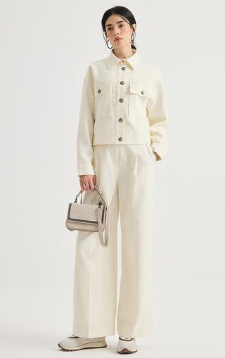 Wool-Blend Cropped Utility Jacket