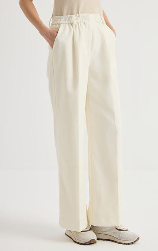 Wool-Blend Wide-Leg Trousers with Beaded Belt Detail