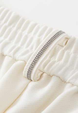 Wool-Blend Wide-Leg Trousers with Beaded Belt Detail