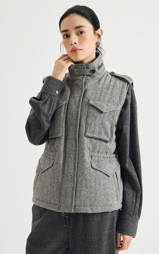 Wool-Blend Utility Down Vest
