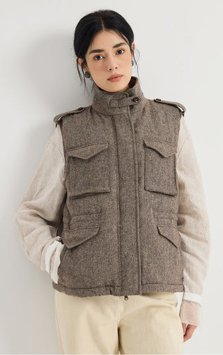 Wool-Blend Utility Down Vest