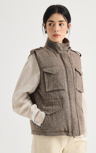Wool-Blend Utility Down Vest