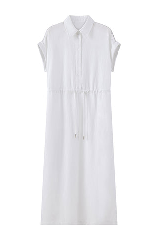 Linen Metallic-Fiber Shirt Dress