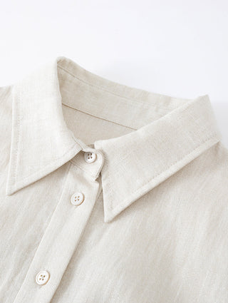 Linen Metallic-Fiber Shirt Dress