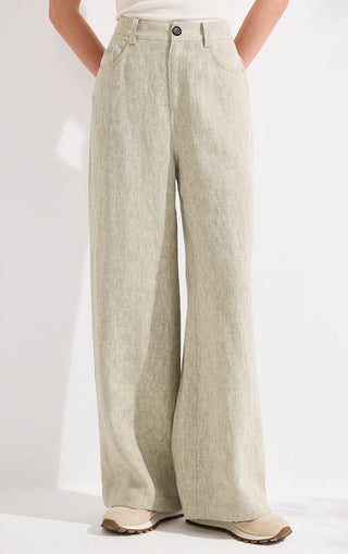 Linen High-Waist Wide-Leg Trousers - serathinan 