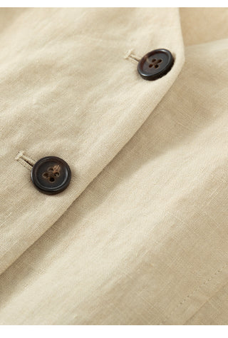Linen V-Neck A-Line Maxi Dress with Belt