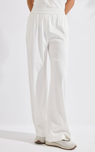 Wide-Leg Cotton Pants with Silver Beaded Chain