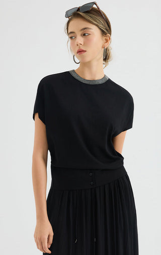 Cotton-Linen Blend Dolman T-Shirt