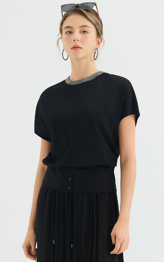 Cotton-Linen Blend Dolman T-Shirt
