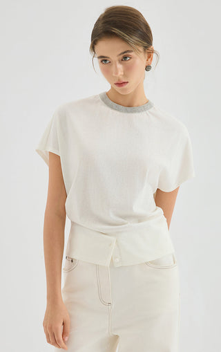Cotton-Linen Blend Dolman T-Shirt