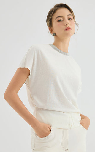 Cotton-Linen Blend Dolman T-Shirt