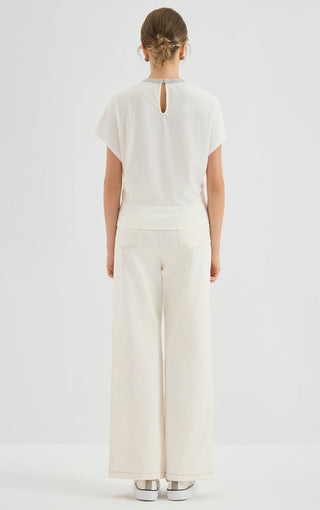 Cotton-Linen Blend Dolman T-Shirt