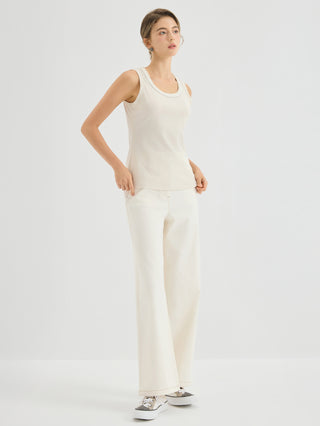 Embellished Trim Ribbed Tank Top