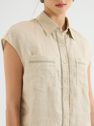 Linen Sleeveless Shirt