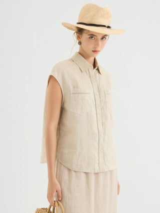Linen Sleeveless Shirt