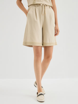 Cotton Modal Lace Trim Bermuda Shorts