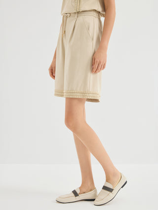 Cotton Modal Lace Trim Bermuda Shorts