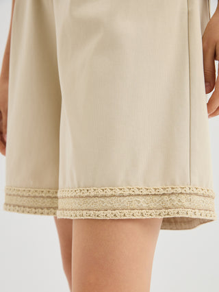 Cotton Modal Lace Trim Bermuda Shorts