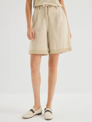 Cotton Modal Lace Trim Bermuda Shorts