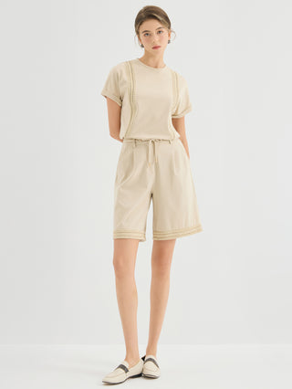Cotton Modal Lace Trim Bermuda Shorts