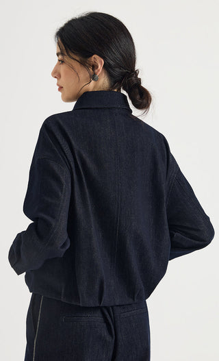 Crystal-Trim Cotton Zip-Up Jacket