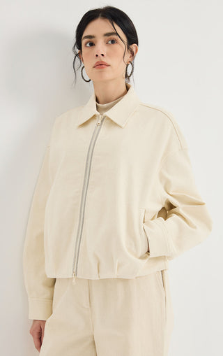 Crystal-Trim Cotton Zip-Up Jacket
