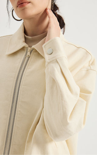 Crystal-Trim Cotton Zip-Up Jacket