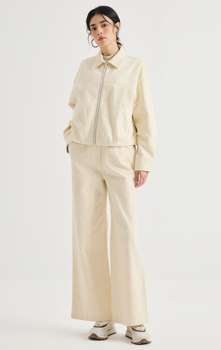 Crystal-Trim Cotton Zip-Up Jacket